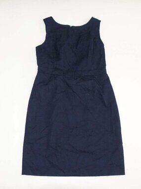 Talbots Women's Sleeveless Sheath Dress Size 10 Petite Navy Blue 100% Cotton 10P